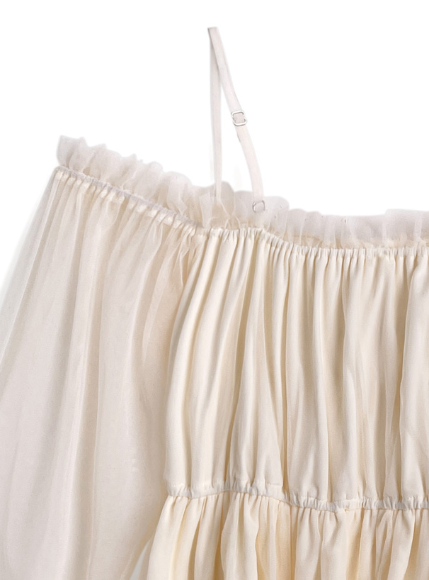 オフショルダーチュールフリルブラウス