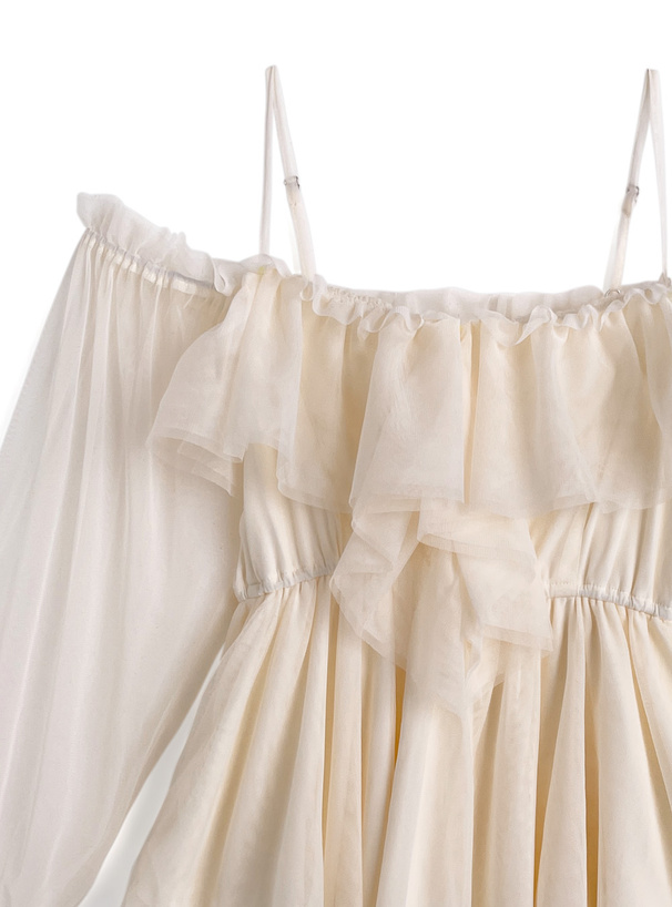 オフショルダーチュールフリルブラウス