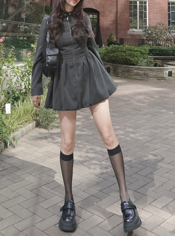 フロントジップバルーンミニワンピース