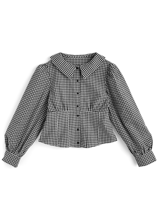 リボン付きギンガムチェック柄ブラウス[ta296] | レディース