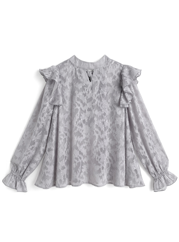 前後2Wayリボンタイジャガードブラウス