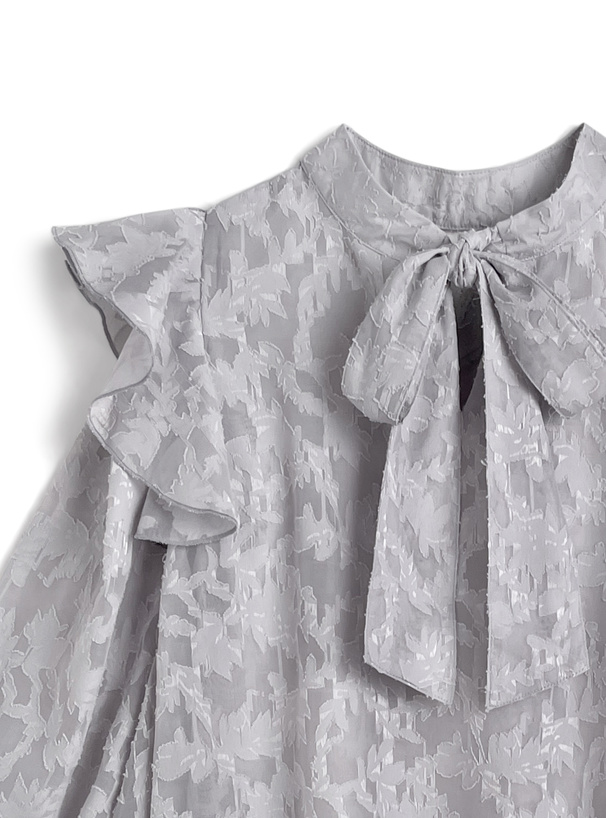 前後2Wayリボンタイジャガードブラウス