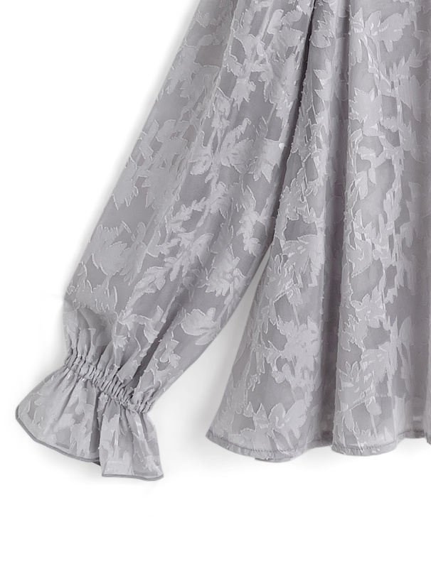 前後2Wayリボンタイジャガードブラウス