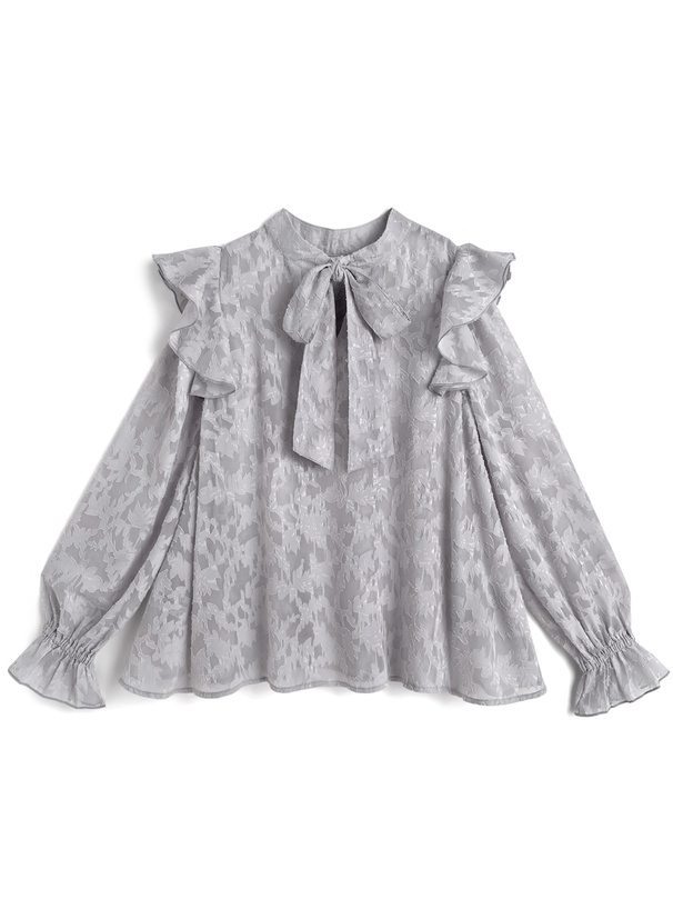 前後2Wayリボンタイジャガードブラウス