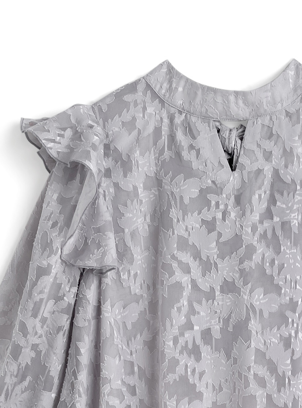 前後2Wayリボンタイジャガードブラウス