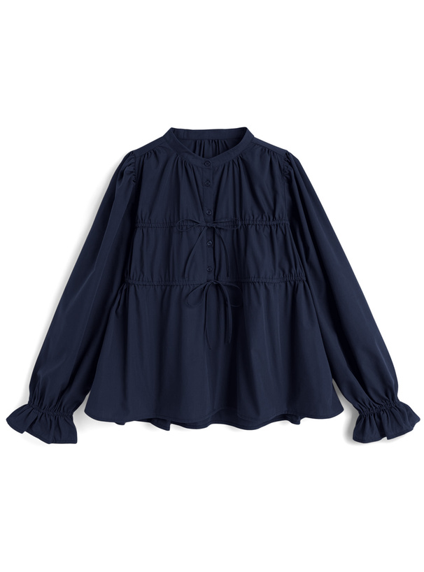 リボンギャザーブラウス