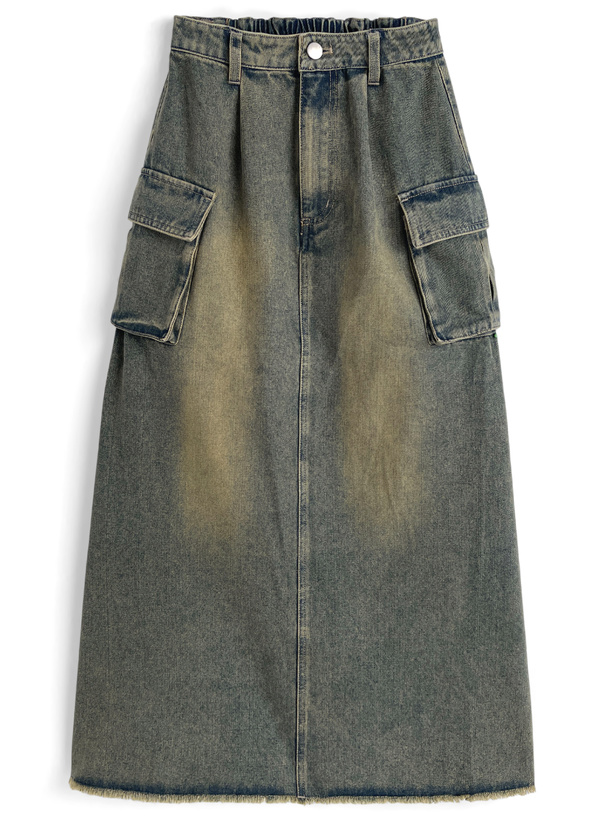 デニムカーゴロングスカート