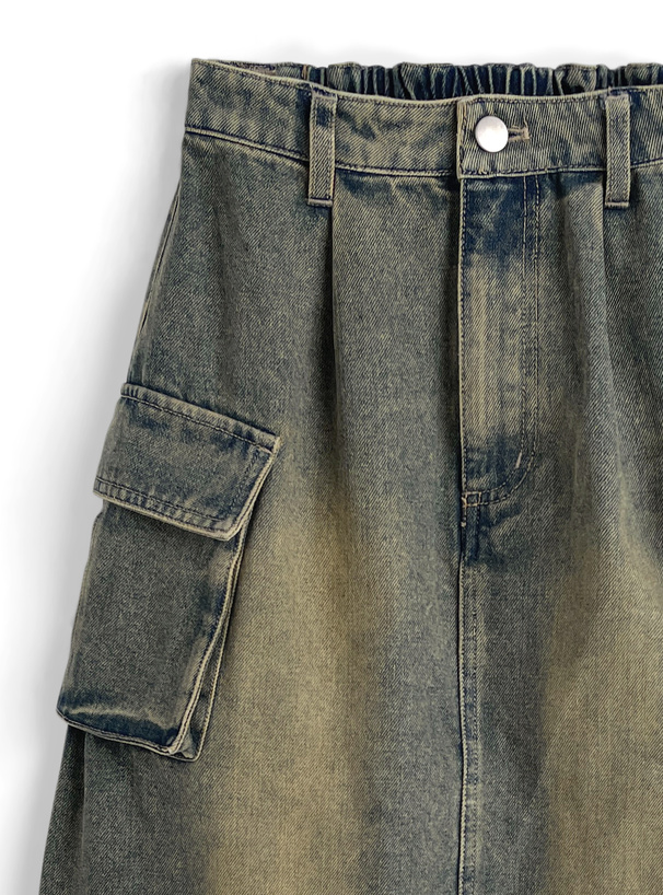 デニムカーゴロングスカート