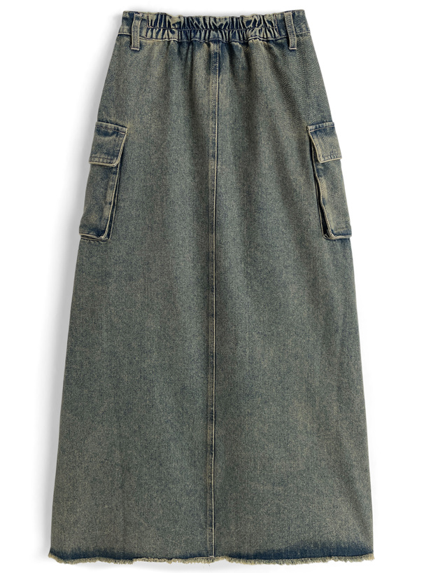 デニムカーゴロングスカート