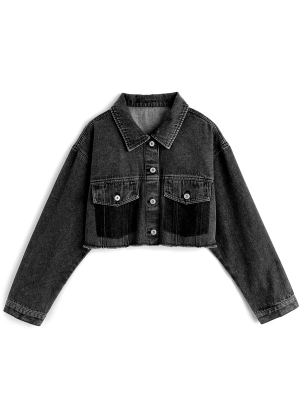 フリンジショート丈デニムブルゾン[ta306]