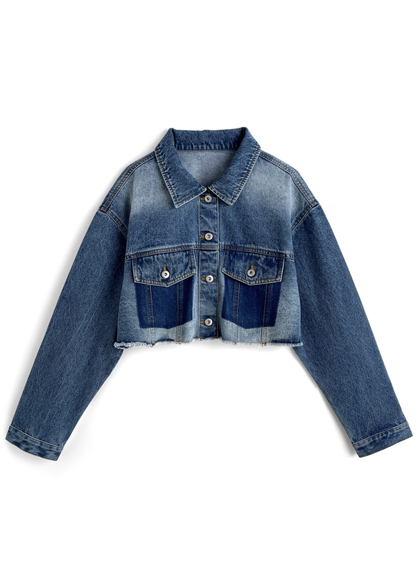 フリンジショート丈デニムブルゾン