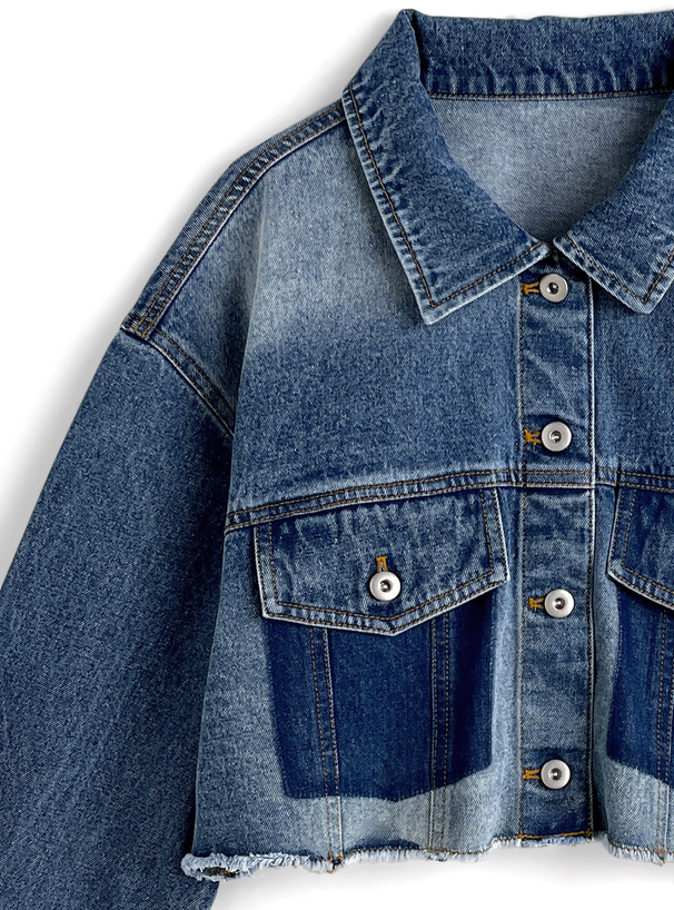 フリンジショート丈デニムブルゾン