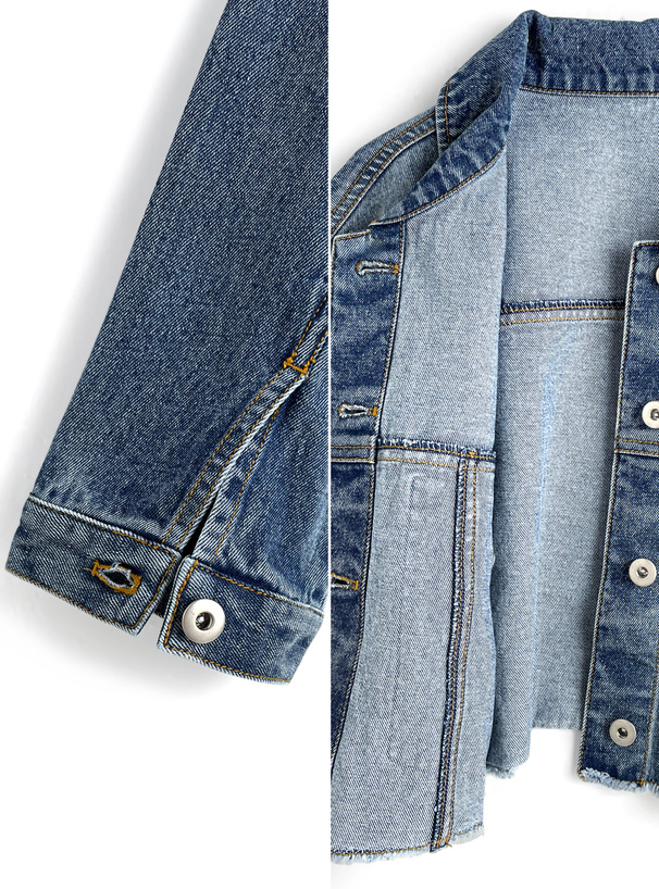 フリンジショート丈デニムブルゾン