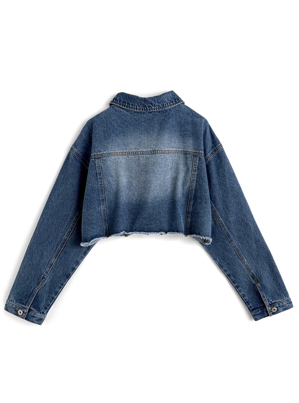 フリンジショート丈デニムブルゾン