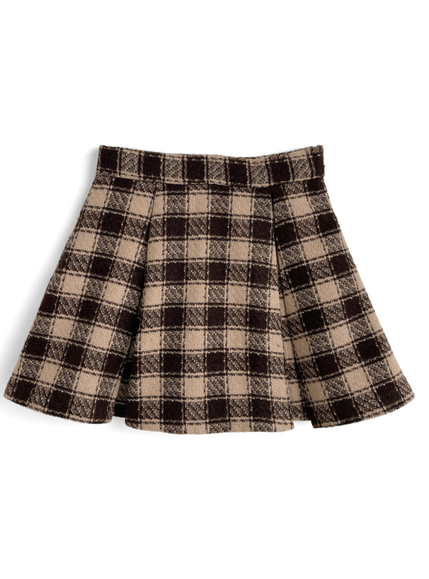 インパン裏地付きツイードチェック柄プリーツミニスカート[ta308 インパン裏地付きツイードチェック柄プリーツミニスカート[ta308