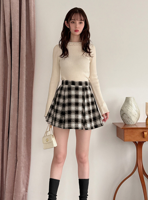 sheller アンゴラ　ミニスカート　スコート　ツイード　チェック柄 sheller アンゴラ ミニスカート スコート ツイード チェック柄