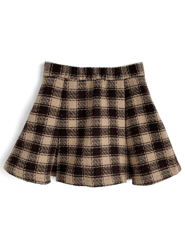 インパン裏地付きツイードチェック柄プリーツミニスカート[ta308