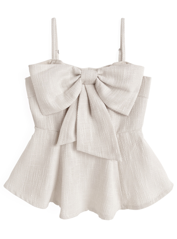 ビッグリボンペプラムツイードキャミソールチュニック[ta311]