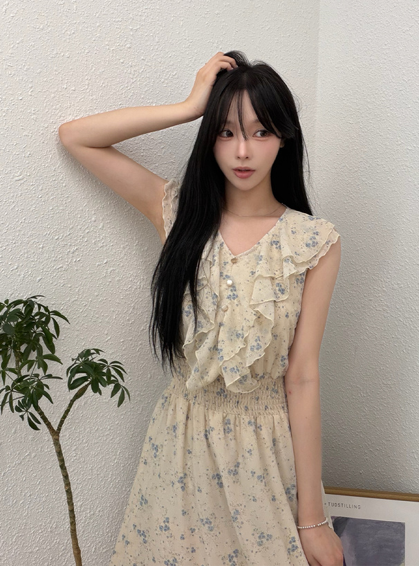 花柄ダブルフリルワンピース[tg1001] | レディースファッション通販の