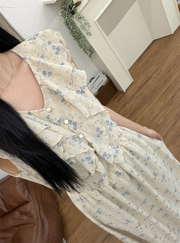 ワンダフルワールド 花柄 フリル ロングワンピース ２点セット 花柄ダブルフリルワンピース[tg1001] | レディースファッション通販の