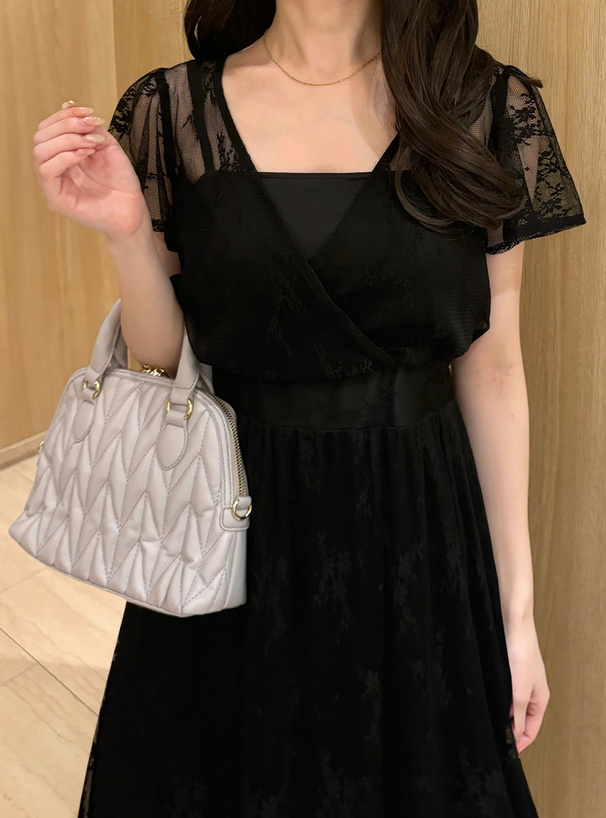 花柄チュールカシュクールワンピース[tg704] | レディース