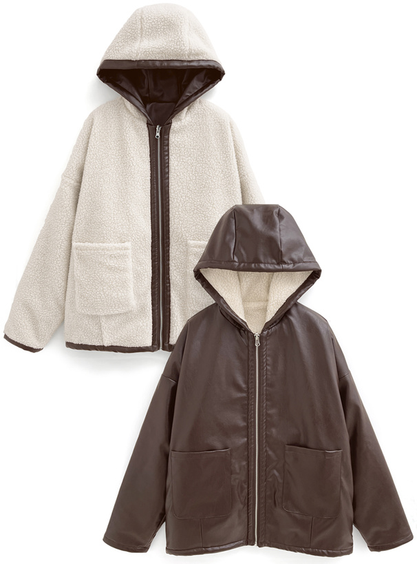 ボア×レザーリバーシブルブルゾン
