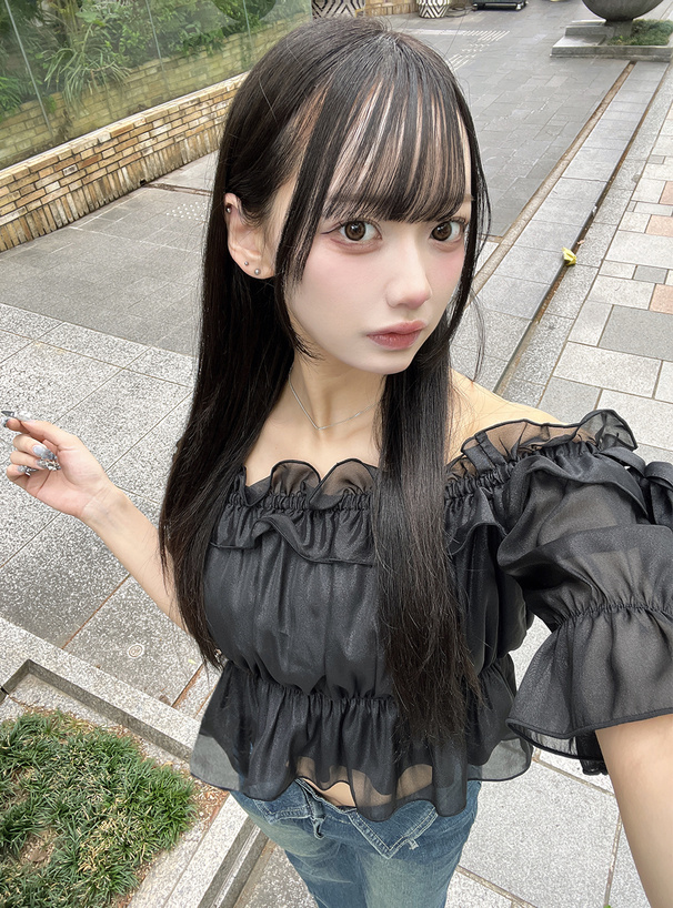 ラメシアーオフショルダーリボントップス
