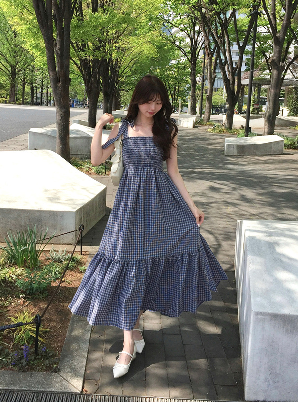 マルチWayリボンストラップチェック柄ワンピース