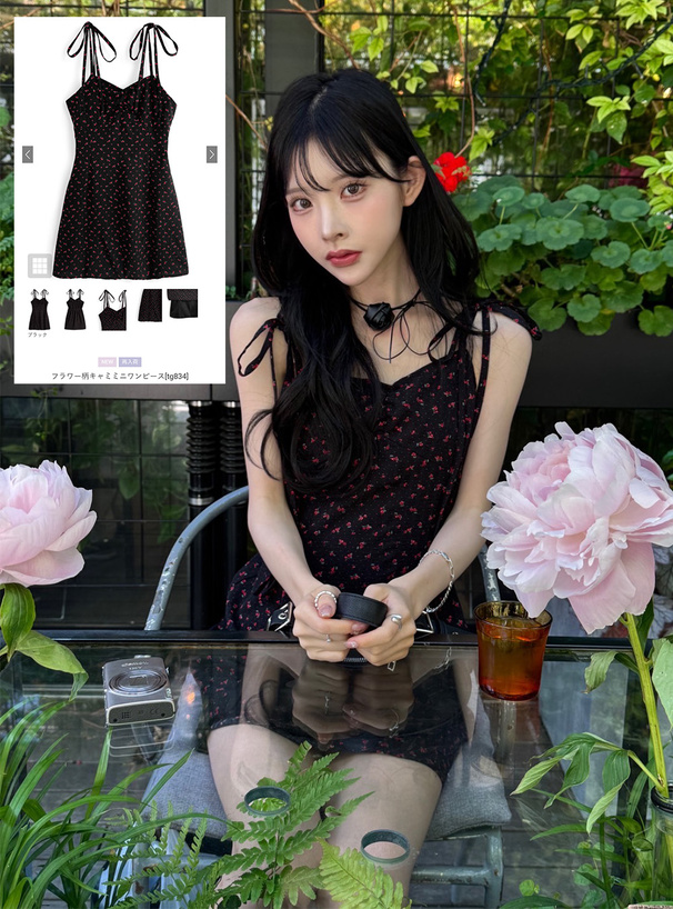 フラワー柄キャミミニワンピース[tg834] | レディース