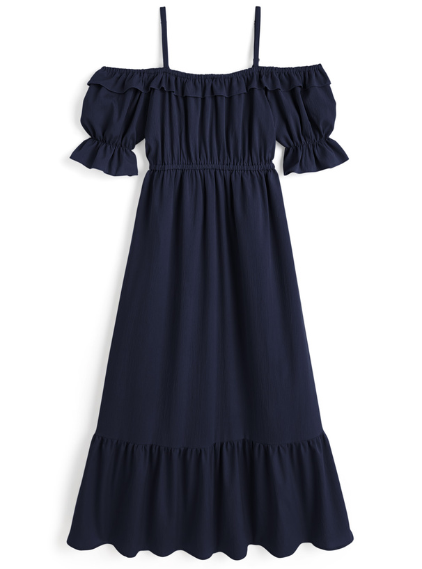 フリルオフショルダーフレアワンピース