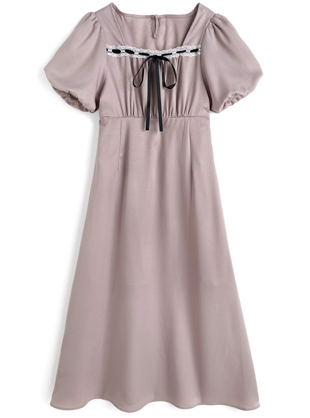 配色リボンレースワンピース