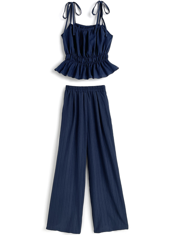 リボンキャミソール×ストレートパンツセットアップ[tg874]