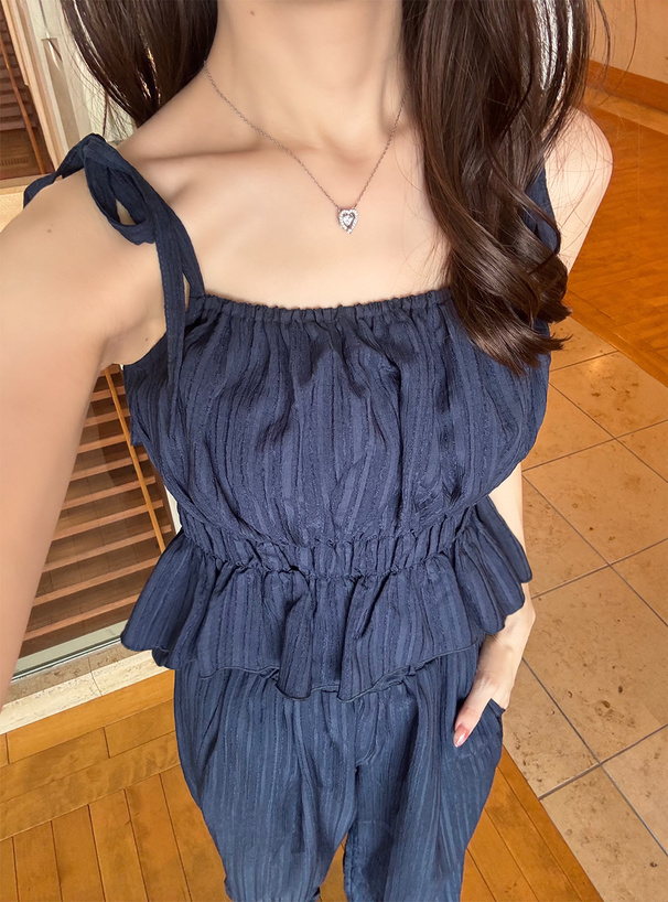 Lommel_Uliさま専用 リボンキャミソール×ストレートパンツセットアップ[tg874