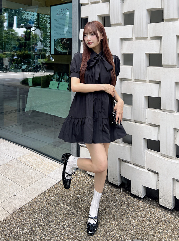 リボンタイシャツミニワンピース[tg876] | レディースファッション通販