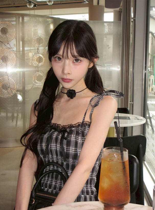 チェック柄リボン結びキャミソール ALLuRing ChaRm キャミソール Check Ribbon Camisole Dress
