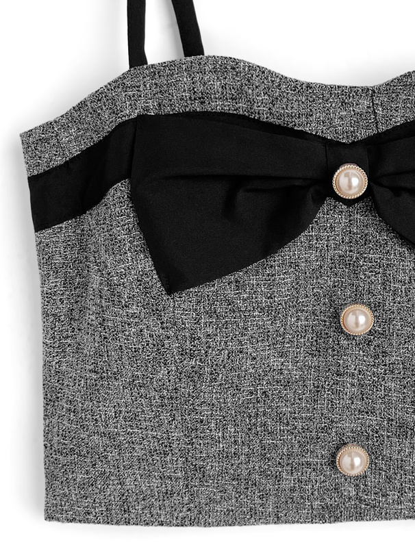 パールボタンツイードリボンビスチェ