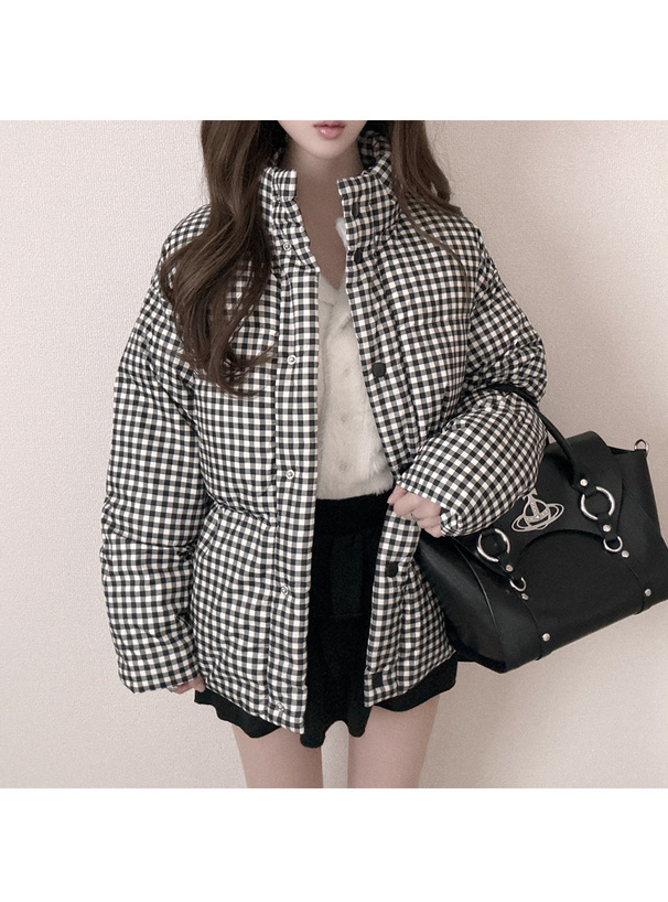 ギンガムチェック柄ダウンジャケット[tg884] | レディースファッション