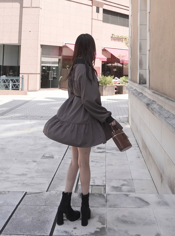 リボン付き配色シャツワンピース[tg886] | レディース