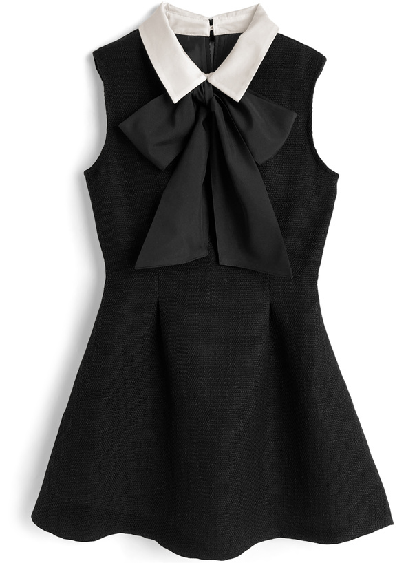 リボンタイ付き配色カラーノースリーブフレアミニワンピース[tg889]