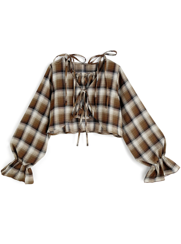 リボンストラップキャミソールxトップスチェック柄セットアップ