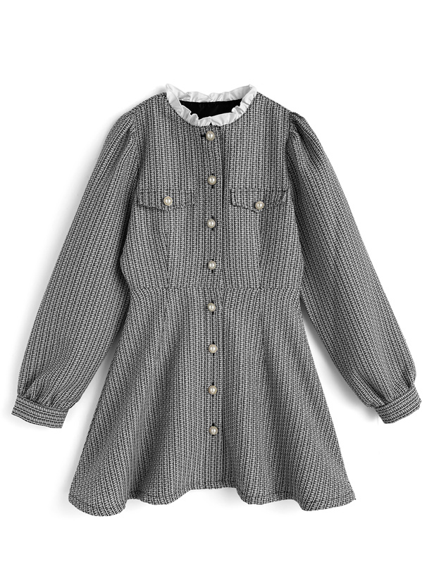 ツイードフリルミニワンピース