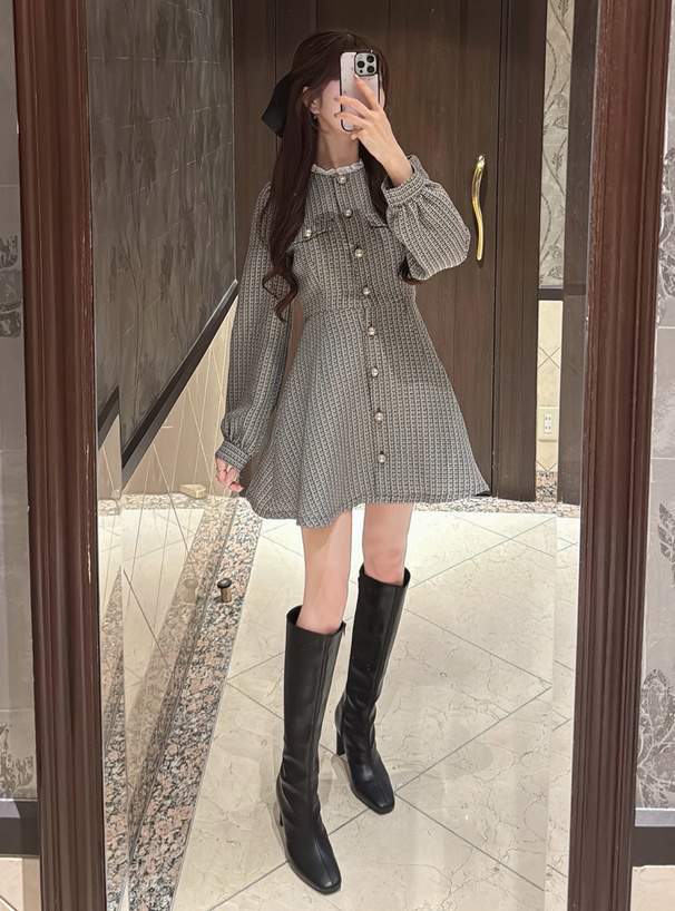 ツイードフリルミニワンピース