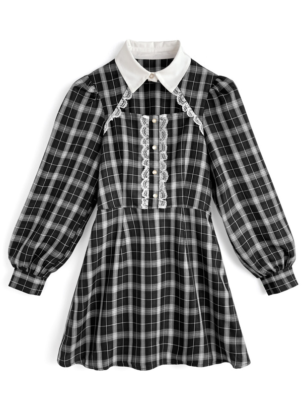 チェック柄フロントオープンミニワンピース[tg899] | レディース