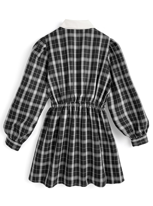 チェック柄フロントオープンミニワンピース[tg899] | レディース