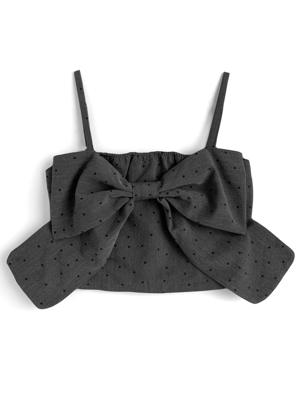 c0miproductsリボン付きブラック・ホワイトドットビスチェ ドット柄