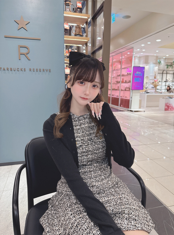 ツイードノースリーブミニワンピース