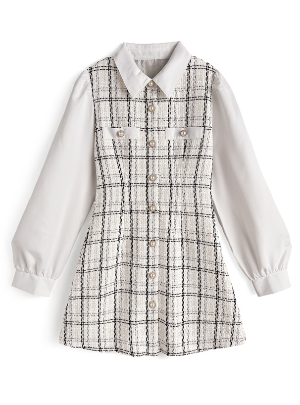 M me eme エムミーエメ ツイードチェック ミニワンピース M me eme メゾンツイードミニワンピース - メルカリ