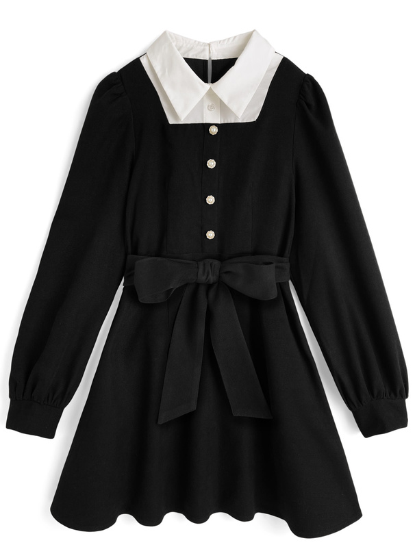 シャツドッキングフレアニットミニワンピース[tg906]