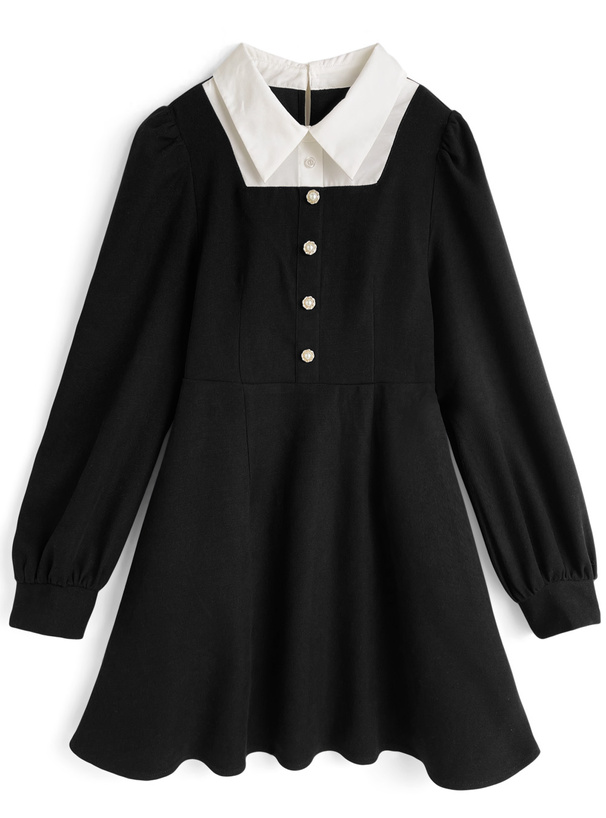 シャツドッキングフレアニットミニワンピース