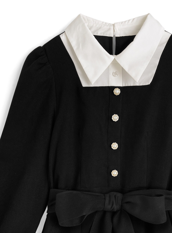 シャツドッキングフレアニットミニワンピース